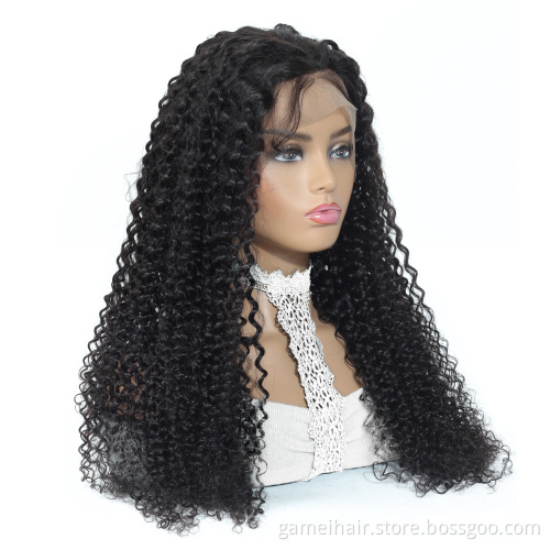 Indian Kinky Curly Human Hair Lace Front Wig Transparent 360 Lace Frontal Wig Pre Plucked Human Hair For Women